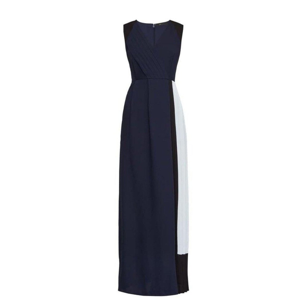 BCBGMAXAZRIA Sleeveless Wide Leg Overlay Jumpsuit Colorblock Pleated Formal - Picture 6 of 11